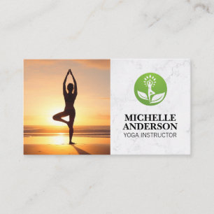 Carte De Visite Pose de yoga au soleil   Logo Health Mindfulness