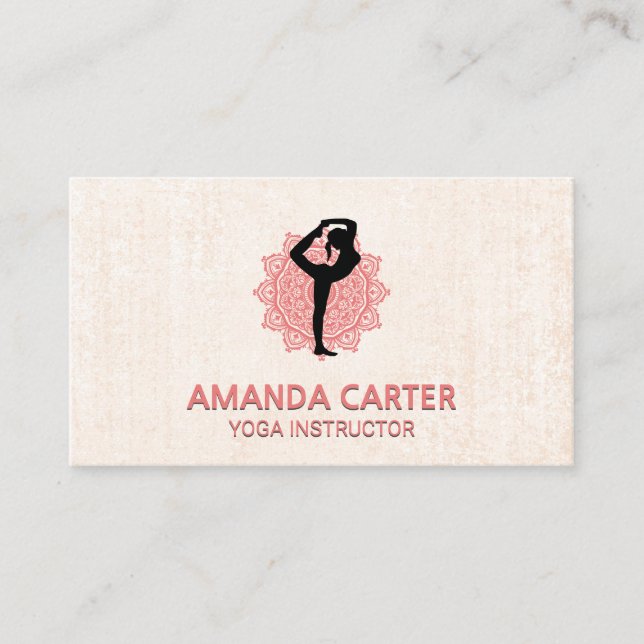 Carte De Visite Pose de yoga | Logo du Motif Mandala (Devant)