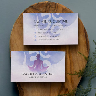 Carte De Visite Pose de yoga méditation élégante Symbole Om Aquare