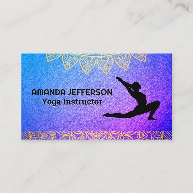 Carte De Visite Pose de yoga | Texture violette | Impression triba (Devant)