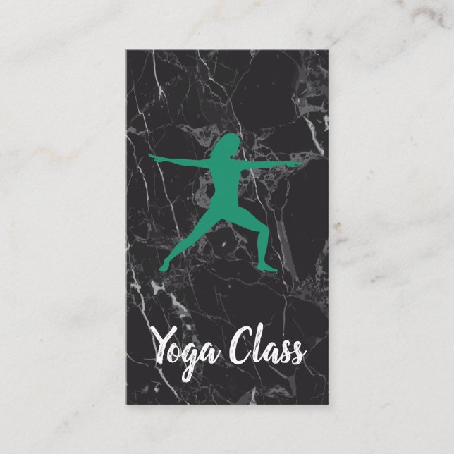 Carte De Visite Pose du guerrier de Yoga | Arrière - plan en marbr (Devant)