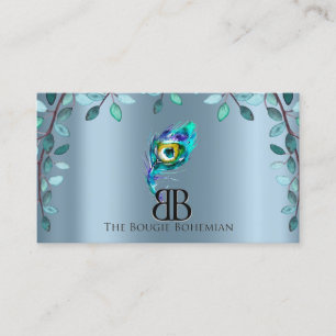 Carte De Visite Posh Bougie Glittery Bohemian Blue Florals