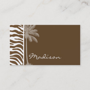 Carte De Visite Poster de animal Zebra Brown ; Palm