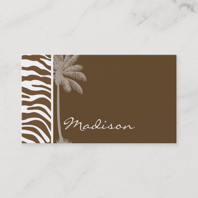 Carte De Visite Poster de animal Zebra Brown ; Palm (Devant)