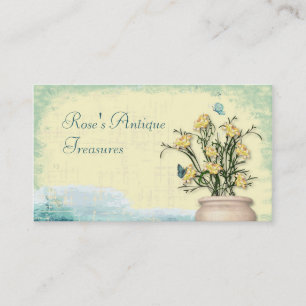 Carte De Visite Pot à fleurs vintage et papillon
