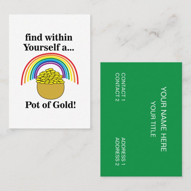 Carte De Visite Pot D'or En Vous-Même Saint-Patrick  (Devant / Derrière)