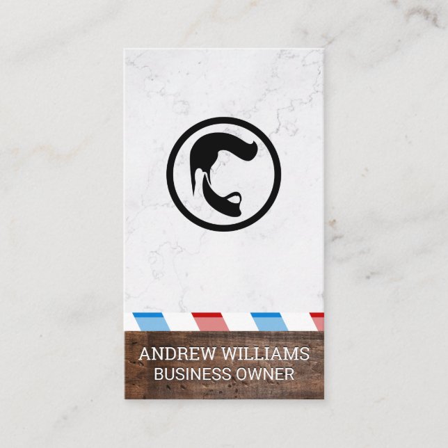 Carte De Visite Poteau en barbier | Bois et marbre (Devant)