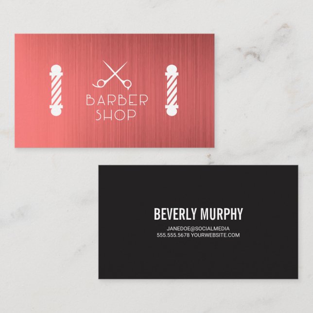Carte De Visite Poteaux Barbershop | Logo des ciseaux (Devant / Derrière)