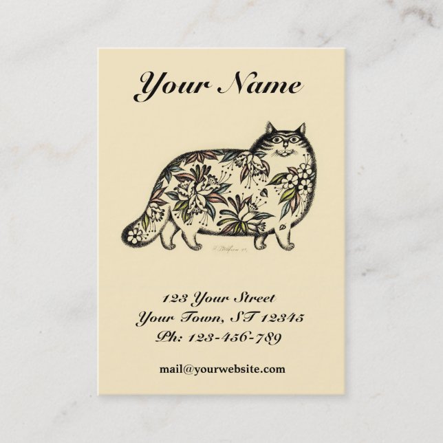Carte de visite potelé de chat drôle (Devant)