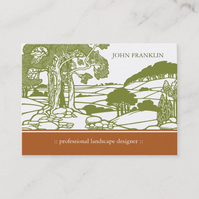 Carte de visite potelé de paysage de Nouveau d'art (Devant)