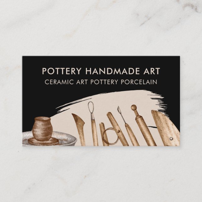 Carte De Visite Poterie beige noire en céramique Clay (Devant)