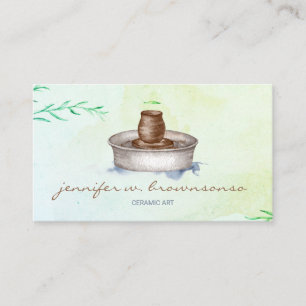 Carte De Visite Poterie Fleur Verte Outil d'artiste céramique scul