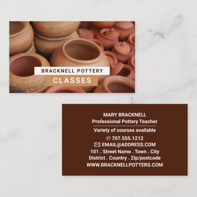 Carte De Visite Pots D'Argile, Cours De Poterie, Poteries (Devant / Derrière)
