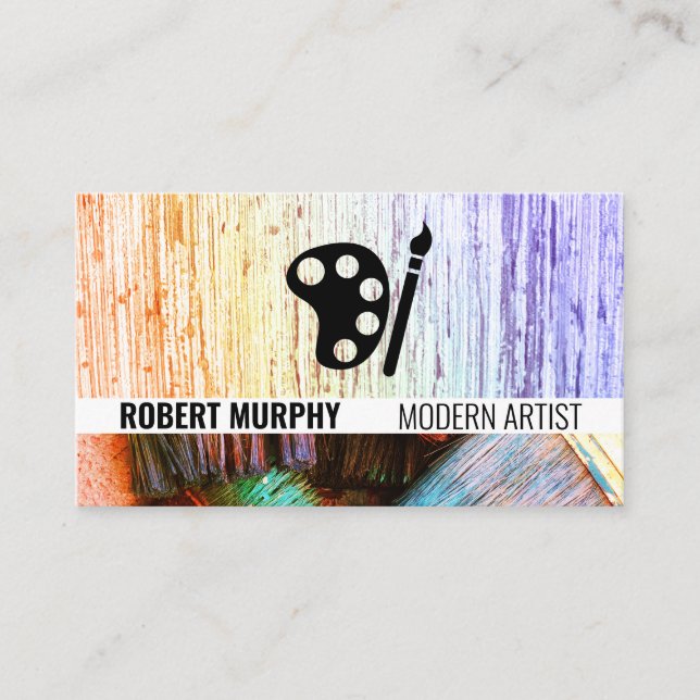 Carte De Visite Pots de peinture et brosses | Texture artistique (Devant)