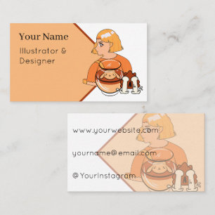 Carte De Visite Pouding Chien Kawaii – Délicieux Dessert Anime Ora