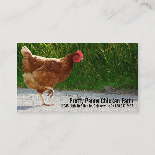 Carte De Visite Poulet croisant la ferme d'oeufs de route (Devant)