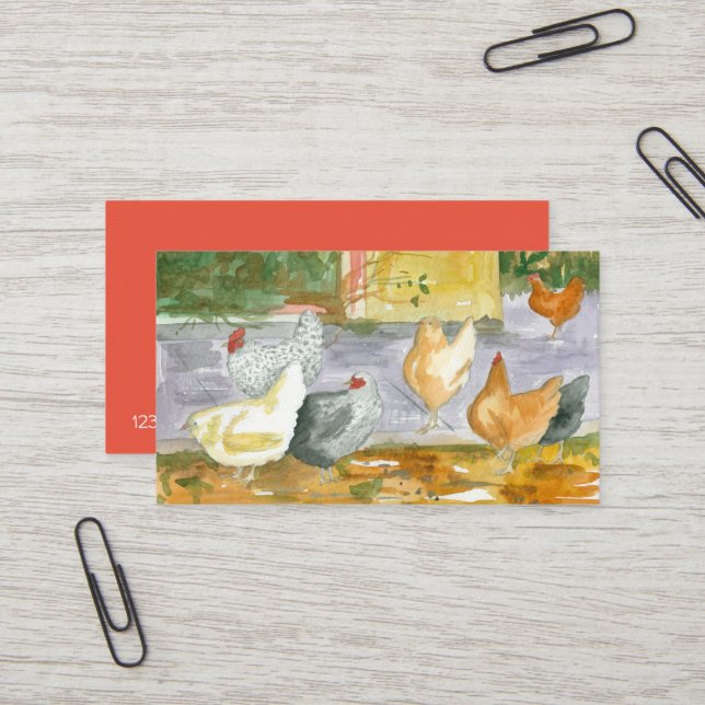 Carte De Visite Poulet de la ferme Oeufs frais Poules Oiseaux Aqua (Devant/Arrière en situation)