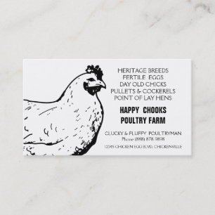 Carte De Visite Poulet noir et blanc de ferme d'oeufs