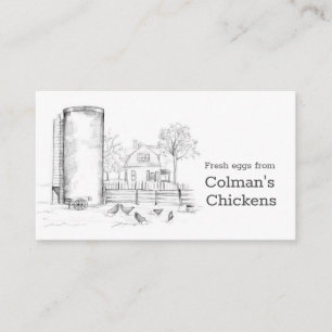 Carte De Visite Poulet Oeufs frais ferme Noir blanc