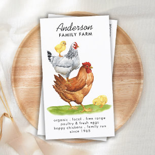 Carte De Visite Poulets D'Aquarelle Ferme Moderne Oeufs Frais