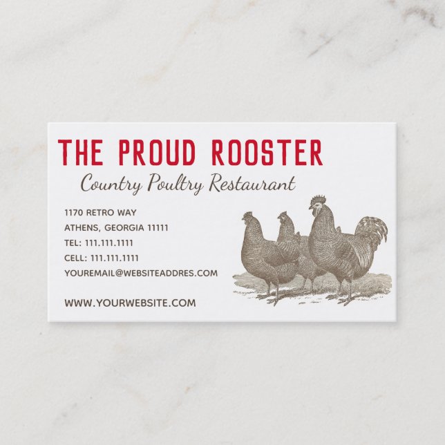 Carte De Visite Poulets de Plymouth Rock, coq (Devant)