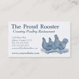 Carte De Visite Poulets de Plymouth Rock, coq bleu, poules