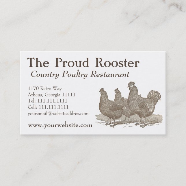 Carte De Visite Poulets de roche de Plymouth, coq (Devant)