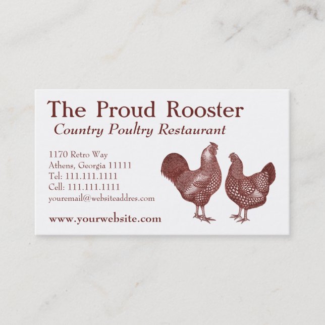 Carte De Visite Poulets Wyandotte, coq et Hen (Devant)