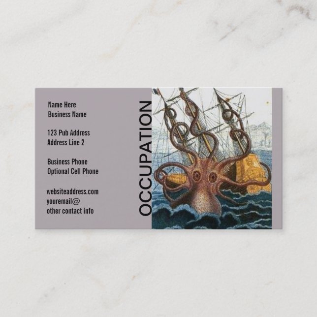 Carte De Visite Poulpe géant de Steampunk Kraken nautique (Devant)