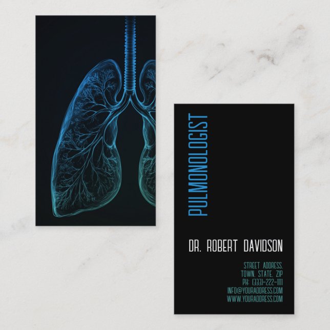 Carte De Visite Poumons pulmonaires pulmonaires Maladie Docteur Si (Devant / Derrière)