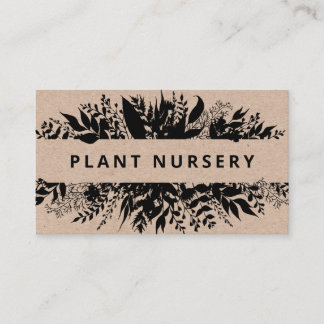 Carte De Visite Pouponnière Plante rustique Kraft noire