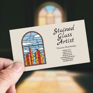 Carte de visite pour artiste en verre tendu