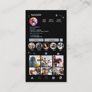 Carte de visite pour coiffeur Instagram Dusty Blue