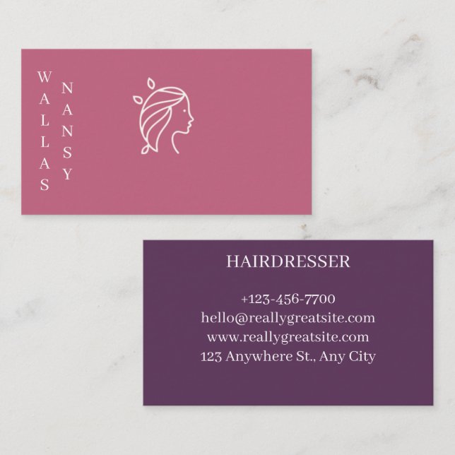 carte de visite pour coiffeuse business card (Front/Back)