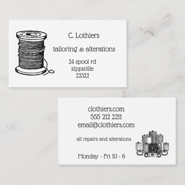 carte de visite pour des affaires de couture (Devant / Derrière)