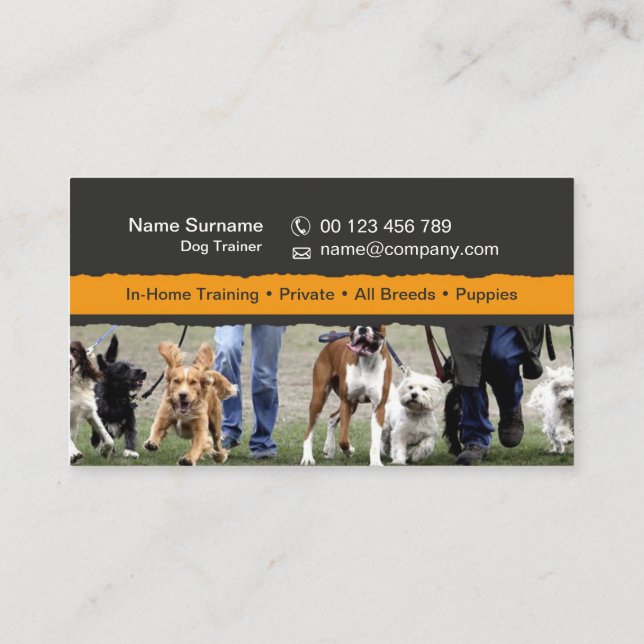 carte de visite pour des entraîneurs de chien (Dos)