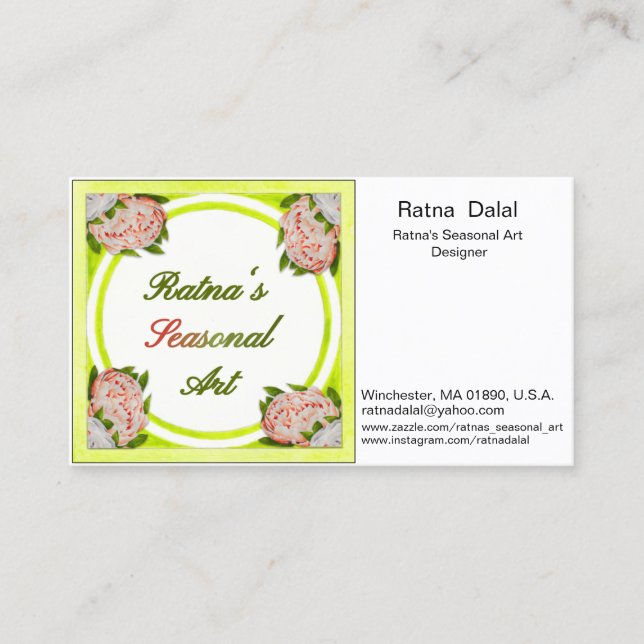 Carte de visite pour: L'art saisonnier de Ratna (Devant)