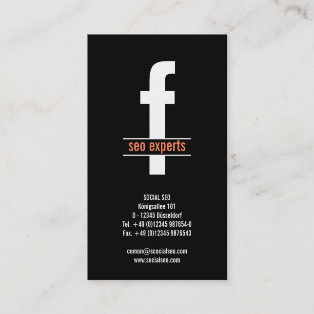 Carte De Visite Pour les experts en référencement et les concepteu (Devant)