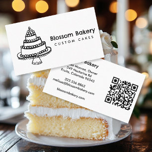 Carte de visite pour pâtisserie gâteau traiteur QR