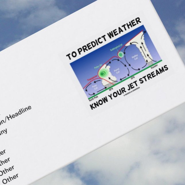 Carte De Visite Pour prédire le temps Connaître vos flux Jet (Meteorologists and atmospheric scientists will enjoy introducing themselves with this business card)