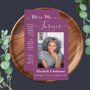 Carte De Visite Pour toujours dans nos coeurs Photo Prière funérai