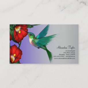 Carte De Visite Pourpre bleu turquoise de ketmie rouge de colibri