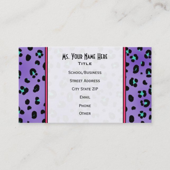 Carte de visite pourpre de mode de professeur (Devant)