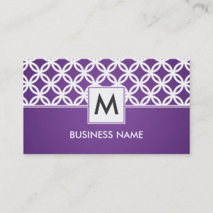 Carte De Visite Pourpre de recouvrement simple de monogramme de