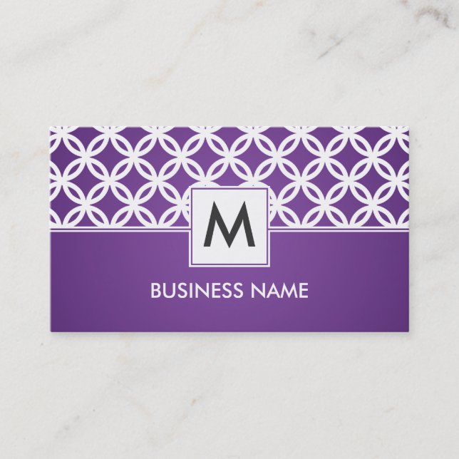 Carte De Visite Pourpre de recouvrement simple de monogramme de (Devant)