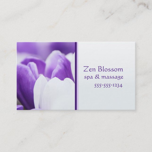 Carte de visite pourpre de spa de fleur (Devant)