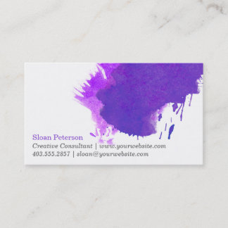 Carte de visite pourpre de tache de peinture