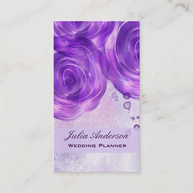 Carte de visite pourpre de wedding planner de (Devant)
