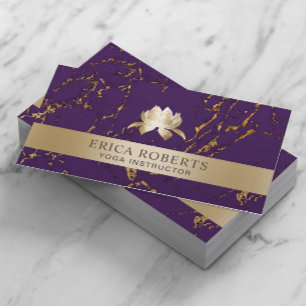 Carte De Visite Pourpre moderne et or de logo de Lotus