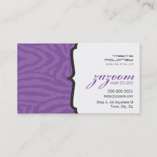 Carte De Visite Pourpre violet de rayure à la mode de zèbre de